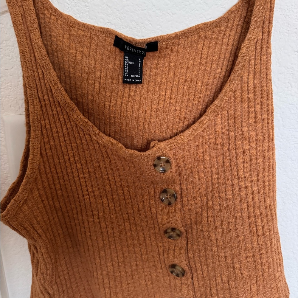Forever 21 Brown Ribbed Sleeveless Tank Top